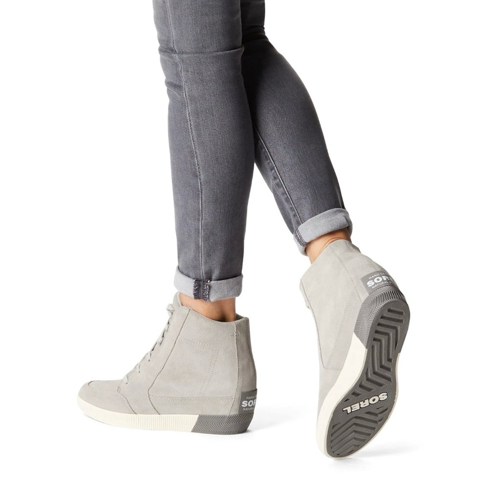 SOREL Out N About Wedge II Boots - Dove, Quarry Waterproof Suede
